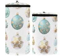 Lot de 2 sacs à chaussures en maille avec clochette de Noël pour machine à laver, sac à chaussures de tennis, cloche de Noël bleue, taille 1, Cloche de Noël bleue, 1 size