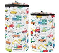 Lot de 2 sacs à chaussures pour machine à laver - Motif voitures de dessin animé - Blanc, Cartoon Cars Collection Blanc, 1 Size