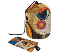 Lot de 2 sacs à cosmétiques de voyage grande capacité souples et étanches avec cordon de serrage - Motif abstrait - Petite fille, Art Abstrait Petite Fille, 9.9x6.9in/25.2x17.6cm;6x3.5in/15.2x8.8cm,