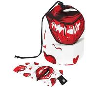 Lot de 2 sacs à cosmétiques de voyage grande capacité souples et étanches avec cordon de serrage Motif lèvres rouges, Imprimé lèvres rouges Love sans couture, 9.9x6.9in/25.2x17.6cm;6x3.5in/15.2x8.8cm,