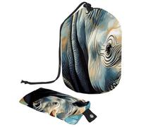 Lot de 2 sacs à cosmétiques de voyage grande capacité souples et étanches avec cordon de serrage Motif rhinocéros, Motif rhinocéros, 9.9x6.9in/25.2x17.6cm;6x3.5in/15.2x8.8cm, Élégant