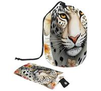 Lot de 2 sacs à cosmétiques de voyage grande capacité souples et étanches avec cordon de serrage Motif tigre de la jungle, Art Tigre de la jungle, 9.9x6.9in/25.2x17.6cm;6x3.5in/15.2x8.8cm, Élégant