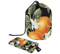 Lot de 2 sacs à cosmétiques de voyage grande capacité souples et étanches avec cordon de serrage Orange, Art Fruit Orange, 9.9x6.9in/25.2x17.6cm;6x3.5in/15.2x8.8cm, Élégant