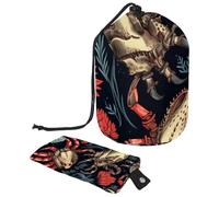 Lot de 2 sacs à cosmétiques de voyage grande capacité souples et étanches avec cordon de serrage, Pop Art Cool Monster World, 9.9x6.9in/25.2x17.6cm;6x3.5in/15.2x8.8cm, Élégant