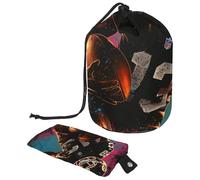 Lot de 2 sacs à cosmétiques de voyage grande capacité souples et étanches avec cordon de serrage - Pour joueurs d'art et football, Football Joueurs d'art, 9.9x6.9in/25.2x17.6cm;6x3.5in/15.2x8.8cm,