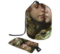 Lot de 2 sacs à cosmétiques de voyage grande capacité souples et étanches avec cordon de serrage - Princesse de l'enfance, Grenouille Prince Princesse de l'enfance,