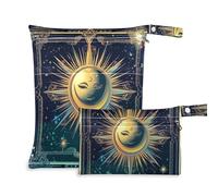Lot de 2 sacs à couches humides lavables pour maillot de bain avec poignées pour les couches de bébé, le yoga et le tarot bohème