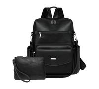 Lot de 2 sacs à dos en cuir synthétique avec porte-monnaie, Noir/blanc, Bohème