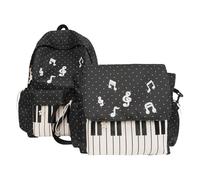 Lot de 2 sacs à dos esthétiques en nylon pour ordinateur portable avec sac à bandoulière pour étudiants, grande capacité pour adolescentes, filles, femmes, trajets universitaires, Noir , 300x130x430mm