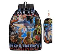 Lot de 2 sacs à dos italiens avec porte-clés, 40,6 cm imprimés en 3D pour les élèves du primaire et du collège et les fans de jeu, cadeau d'anniversaire pour adolescents., G, 18in