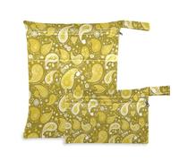 Lot de 2 sacs à langer à fermeture éclair avec poignées pour les couches de bébé, la garderie (Paisley Patterns Fawn)