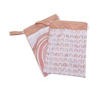 Lot de 2 sacs à langer à suspendre, sacs de rangement pour vêtements de bébé, étanches à double poches avec fermeture éclair pour accessoires de bébé (arc-en-ciel)