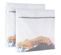 Lot de 2 sacs à linge en maille nid d'abeille pour machine à laver, 61 x 61 cm, sacs de rangement de voyage pour vêtements en coton, draps, pulls, chaussures
