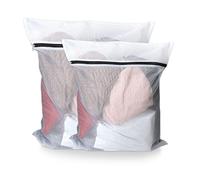 Lot de 2 sacs à linge en maille pour machine à laver, 60x50 cm, 40x30 cm, réutilisables et durables avec fermetures éclair pour vêtements d'adultes et d'enfants, rangement, linge délicat