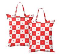 Lot de 2 sacs à linge imperméables avec poignée en forme de cœur rouge et blanc à carreaux de buffle pour les vêtements mouillés pour l'entraînement et le yoga