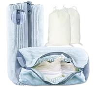 Lot de 2 sacs à linge réutilisables pour machine à laver et sèche-linge, avec fermeture éclair autobloquante, nettoyage en profondeur à 360°, protège les chaussures et la machine à laver (blanc)
