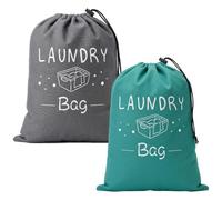 Lot de 2 Sacs à Linge Voyage, Extra Grand Pliable Séparateur Sale Wasserdicht, Sac à Linge avec Cordon de Serrage, 120L 61x92 cm, Pour Déplacements Domicile Camping Caravane, Gris Bleu
