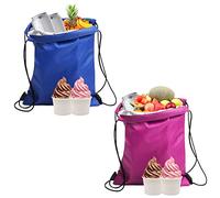 Lot de 2 sacs à lunch isothermes avec cordon de serrage, sacs à lunch pliables imperméables, isolation, sacs isothermes, sacs à lunch pour le travail, l'école, la plage, le pique-nique (27 x 33 cm)