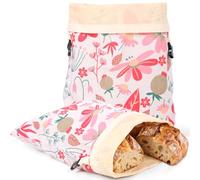 Lot de 2 sacs à pain en cire d'abeille avec doublure amovible - Taille XXL - Fermeture à clic - Sac à cire d'abeille pour le pain - Respirant - Conservation naturelle du pain au levain (rouge)