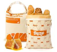 Lot de 2 sacs à pain en cire d'abeille, réutilisables, en coton, 32 × 43 cm, extra grands, pour garder le pain et les pâtisseries au frais, beige + orange