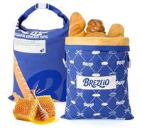 Lot de 2 sacs à pain en cire d'abeille - Réutilisables - En coton - 32 x 43 cm - Extra larges - Pour garder le pain et les pâtisseries au frais (bleu + jaune)