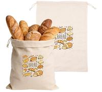 Lot de 2 sacs à pain en lin - 30 x 40 cm - Avec cordon de serrage - Lavables - Pour conserver le pain et garder au frais - Empêche le dessèchement prématuré du pain