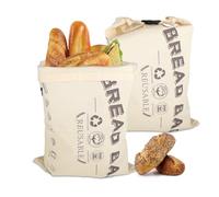 Lot de 2 sacs à pain - Sacs de congélation réutilisables en coton pur et TPU de qualité alimentaire - Grands sacs à pain résistants au congélateur pour pain fait maison - 42 x 32 cm