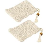 Fackelmann 61142 Lot de 2 Pochettes à Savon en sisal, Pochettes de Transport de Savon, Sisal, 12x10cm, Naturel