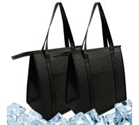 Lot de 2 sacs alimentaires isothermes en aluminium pliables | Sac Glacière Non Tissé pour Bureaux Chantier Voyage Pique-nique Extérieur Quotidien Randonnée Camping Parc Jardin Party