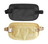 Lot de 2 sacs banane pour voyage, sac banane de sécurité antivol étanche, ceinture élastique réglable dissimulée pour téléphone portable, passeport, argent liquide, pour femme, homme, course à pied