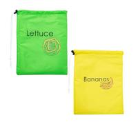 Lot de 2 sacs banane réutilisables pour réfrigérateur - Isolation thermique - Résistant aux chocs - Pour légumes et fruits - Sacs de rangement frais - Poches avec cordon de serrage - Feuille