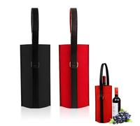 Lot de 2 sacs cadeaux en feutre pour bouteille de vin, sacs cadeaux pour bouteille de vin, pour cadeau, mariage, anniversaire (noir, bordeaux)