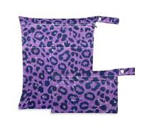 Lot de 2 sacs de bain à paillettes pour bébé avec poignées pour piscine Motif léopard Lavande