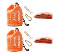 Lot de 2 sacs de couchage d'urgence - Sac de survie - Sac de couchage de | Couverture d'urgence avec sifflets, tente de sauvetage, protection contre le froid, équipement de survie pour camping