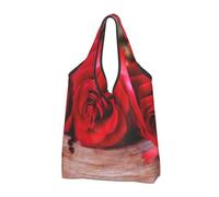 Lot de 2 sacs de courses pliables réutilisables lavables et légers | Sac fourre-tout de grande capacité imprimé rose sur planche en bois pour rangement de voyage de supermarché