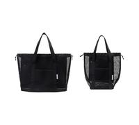 Lot de 2 sacs de douche en maille pour voyage - Paniers de rangement pour articles de toilette secs et humides - Sac de voyage essentiel pour la natation avec poche étanche, Couleur : noir.