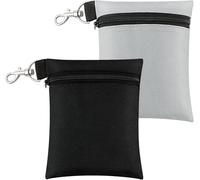 Lot de 2 sacs de golf pour tees de golf de 17 x 14 cm avec fermeture éclair et mousqueton en nylon - Petite pochette utilitaire pour objets de valeur, porte-clés, crayons, étiquettes, accessoires de