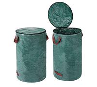 Lot de 2 sacs de jardin avec couvercle - 120 l - Sacs à déchets verts - Pliable - Avec poignées - Réutilisable - Auto-support - En tissu polypropylène robuste