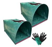 Lot de 2 sacs de jardin, sacs à déchets de jardin, sacs à déchets de jardin, sacs à déchets de jardin, avec gants et pelle à poussière pour feuilles, déchets de pelouse, tonte d'herbe et déchets de