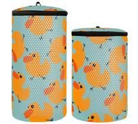 Lot de 2 sacs de lavage de chaussures en maille pour machine à laver, motif canard, jaune, Canard mignon animal jaune, 1 Size