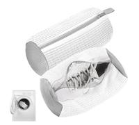 Lot de 2 sacs de lavage pour chaussures en peluche,Sacs À Linge Chaussures Réutilisables,Fermeture éclair,Sac à pour machine à laver,pour chaussures de sport,de tennis (2 paquets blancs)