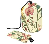 Lot de 2 sacs de maquillage de voyage de grande capacité, doux, étanches, portables avec cordon de serrage, oiseaux magnifiques et floraux, Splendid Birds Florals,