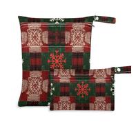 Lot de 2 sacs de Noël carrés à fermeture éclair pour nageurs - Essentiels de voyage pour voler avec poignées pour la piscine, le yoga
