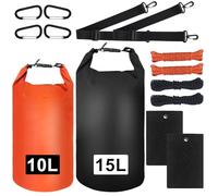 Lot de 2 sacs de nourriture pour ours avec système de poulie avec système de poulie comprenant un sac de rangement étanche de 10 L et 15 L, sacs de roche, mousquetons, cordes