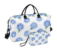 Lot de 2 sacs de nuit matelassés avec compartiments zippés, tendance, vacances, voyage, Bleu hortensia., One Size, Classique