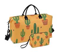 Lot de 2 sacs de nuit matelassés avec compartiments zippés, tendance, vacances, voyage, cactus bohème