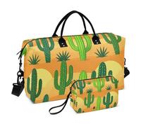 Lot de 2 sacs de nuit matelassés avec compartiments zippés, tendance, vacances, voyage, Cactus Desert, One Size, Classique