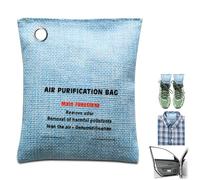 Lot de 2 sacs de purification d'air naturel | Absorbeur d'odeurs de charbon de bambou pour la maison et la voiture | Éliminateur d'odeurs de placard, désodorisant pour petite pièce et désodorisant de