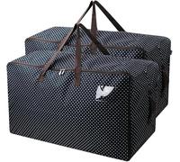 Lot de 2 sacs de rangement de grande taille pour objets lourds, vêtements, literie, décoration festive, pois bleus