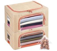 Lot de 2 sacs de rangement en cachemire de 24 l avec boule de cèdre naturelle, sac en coton respirant et lavable, pochette de protection en cachemire pour pulls en laine et cachemire, laine mérinos